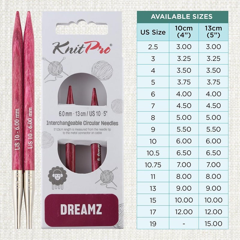 Knit Pro Dreamz Interchangeable Circular Needles 5" (13cm) | US Size 10 (6mm) - Image 3